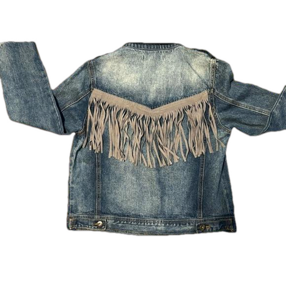 Jean Jacket with Fringe on Back - Picture 3 of 6